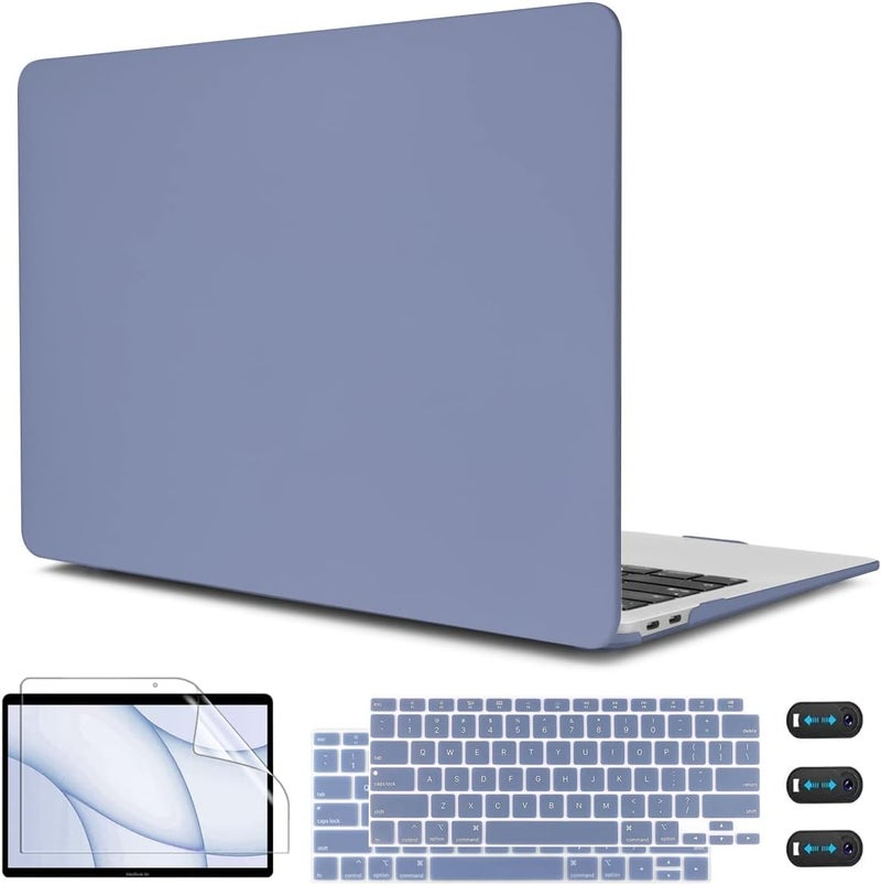CISSOOK Compatible with MacBook Air 13 inch Case 2021 2020 2019 2018 Release Model M1 A2337 A2179 A1932, Matte Hard Case Cover for MacBook Air 13 inch with Retina Display and Touch ID - Lavender Gray - Image 1